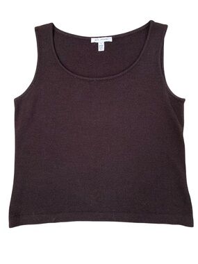 ST. JOHN Chocolate Brown Santana Knit Sleeveless Wool Blend Tank S
